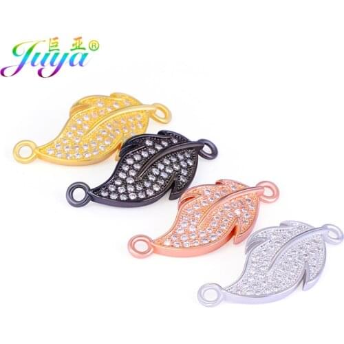 DIY Jewelry Components Supplies Gold/Rose Gold Leaf Charm Connector Accessories For Women Bracelet Earring Jewelry Making