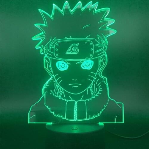 Naruto Anime Young Uzumaki Naruto LED 3D Night Lights Shippuden Figure Novelty Lighting Decor Home Kids Gift Colorful Lampara