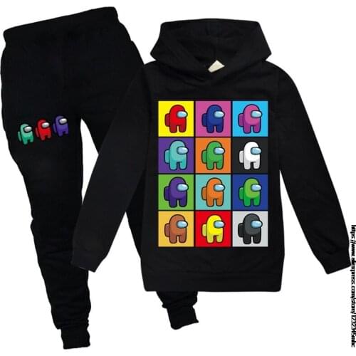 Game Among Us Hoodie Suit Cotton Kids Hoodie And Pant Two-piece Children Clothing Set 2-15 Years Girl Boys Clothes