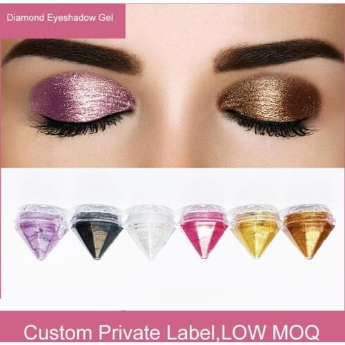 Custom Private Label Metallic Diamond Eyeshadow Gel Cream 6 Colors Flash Jelly Shimmer Pigmented Liquid Eye Shadow Cosmetics