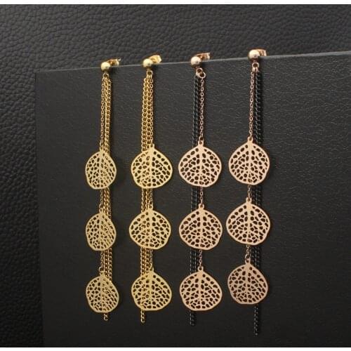 Personality Fashion Stainless Steel Jewelry Long-Style Drop Tassel Rose Gold Color Earrings Joker For Woman And Girl EEDZATBC