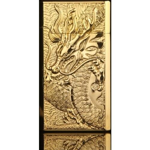 Chinese Dragon Embossed Steel Tone Rang Sound Boutique Windproof Lighter Smoking Accessories Regalos Para Hombre Originales