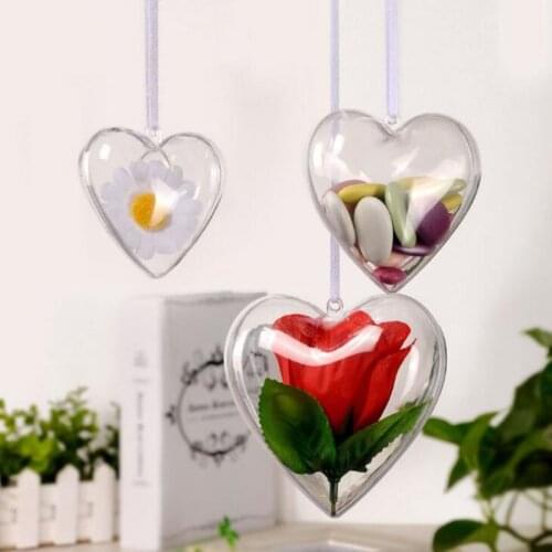 5pcs Heart Oval Transparent Plastic Gift Candy Box Fillable Ball Baubles Decor Wedding Xmas Christmas Tree Decoration Candy Boxe
