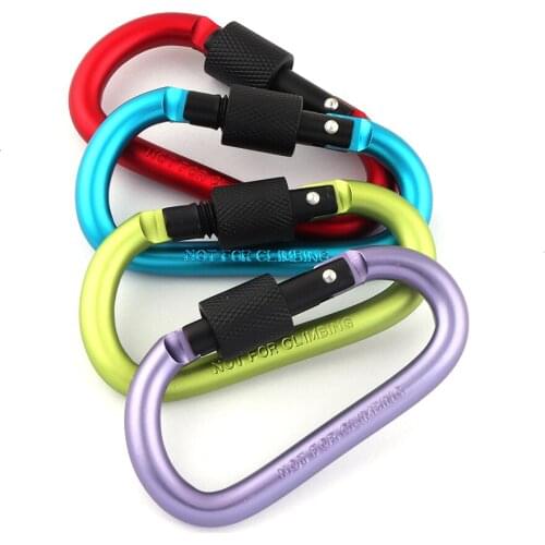 Red Carabiner Clip with Screw Gate,Climbing Lock Keychain Clip,Key Ring Clasp,Spring Buckle Snap Hook for Bag Outdoor Camping