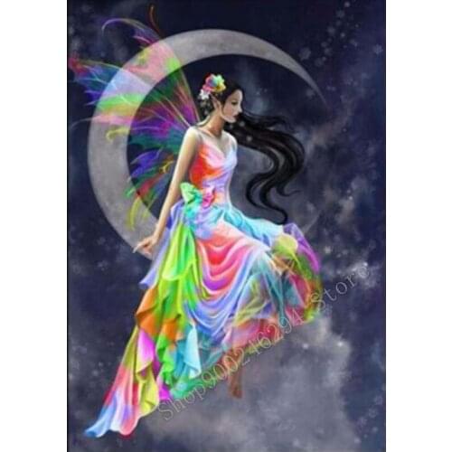 Moon Fairy Diamond Embroidery Handmade Full Square Diamond Painting Picture of Rhinestones Diamond Patchwork Sewing Craft FF2112