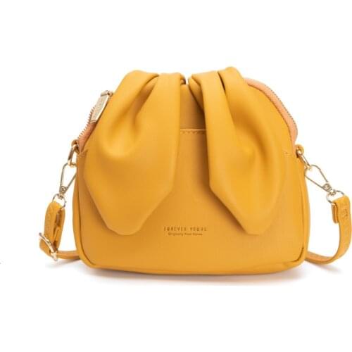 Fashion Female Large Capacity Bucket Bag Rabbit Ears Women Messenger Shoulder Pocket Soft Leather Casual Ladies Pure Color Bag