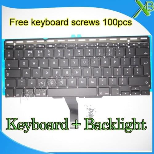 Brand New UK keyboard+Backlight Backlit+100pcs keyboard screws For MacBook Air 11.6" A1370 A1465 2010-2015 Years