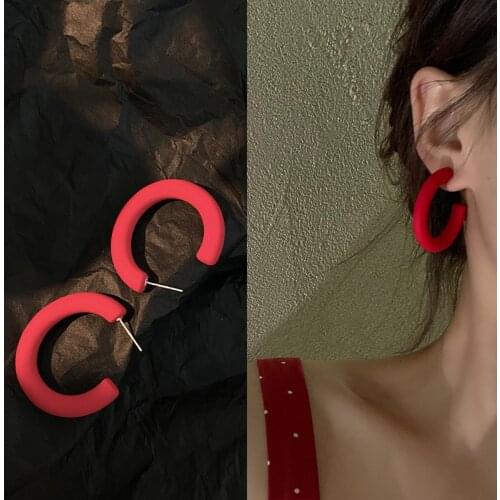 2021 New Trend Creative Ladies Earrings Cute Geometric C Candy Color Exaggerated Personality Korean Fashion Decoration Jewelry