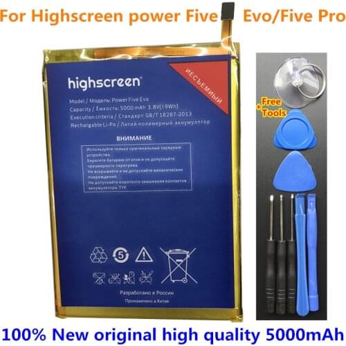 New Original High Quality 5000mAh Battery For Highscreen power Five Evo/Five Pro Smartphone + Tools Free