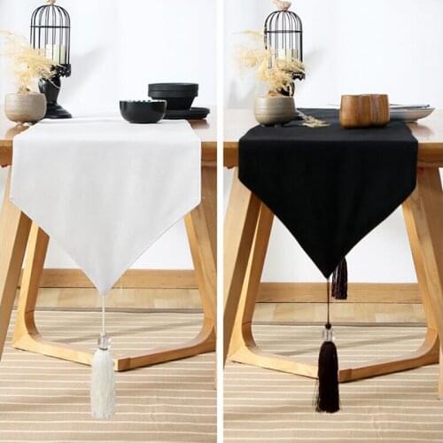 Solid Color Geometric Modern Luxury Table Runners Cloth with Tassels Dining Decoration for Wedding Party Home Office 2 color
