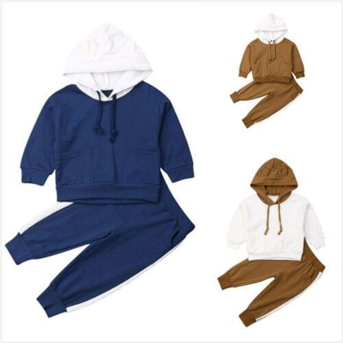 Autumn Winter Toddler Kids Baby Boy Girl Casual Clothes Long Sleeve Hooded Shirt Long Pants Leggings Warm Outfits 1-5Y