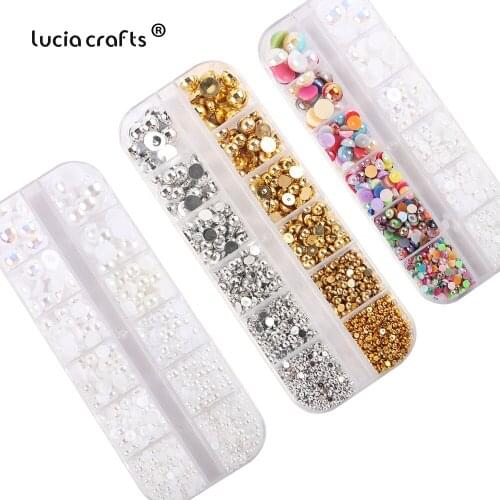 Half Round Nails Art Pearls Beads 1030pcs/1box Flatback Imitation Loose Glue On Resin Beads DIY Jewelry Making Crafts F1037