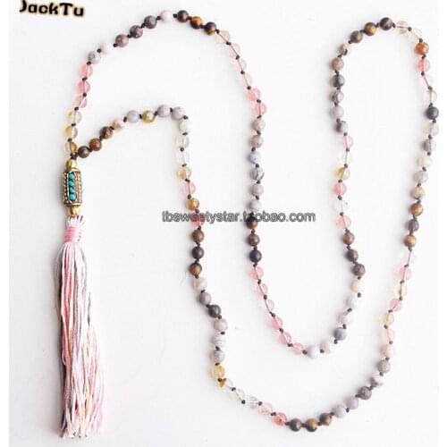Opal mix tiger eye luxury colorful necklace for woman
