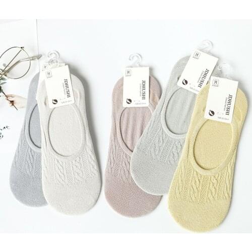 S023 Silicone non-slip invisible Female Socks 5 Pairs/Set Summer spring solid color Ankle Boat sport Women Socks