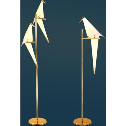 Modern Paper Birds LED Standing Lamp Living Room Bedroom Children Kids Study Reading Bedside Lamp Origami Gold Desk Floor Lamp