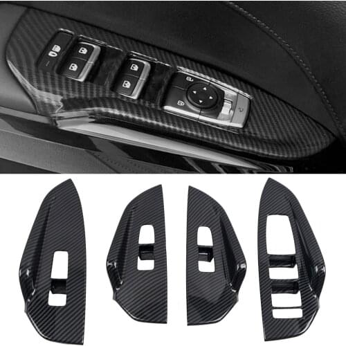 Car Styling 4PCS ABS Carbon Fiber Interior Door Window Switch Lifter Button Cover Trim for Kia Optima K5 2020 2021 Accessories