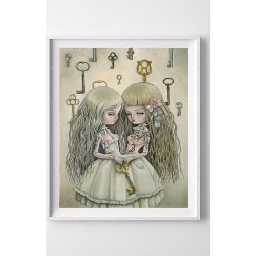 The Twin Girl By Mark Ryden HD Wall Art Canvas Poster And Print Canvas Painting Decorative Picture Modern Living Room Home Decor
