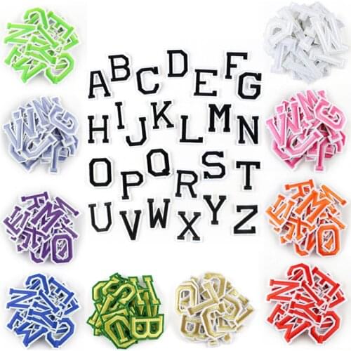Embroidery Cloth Stickers 26 Black and White Color English Letter Patch School Uniform Number Pinyin Clothing Accessories