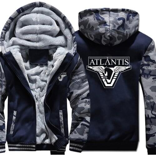 Stargate Atlantis Hoodies Camouflage sleeve Pullover Winter Jacket Stargate Atlantis Sweatshirts Long Sleeve Coat
