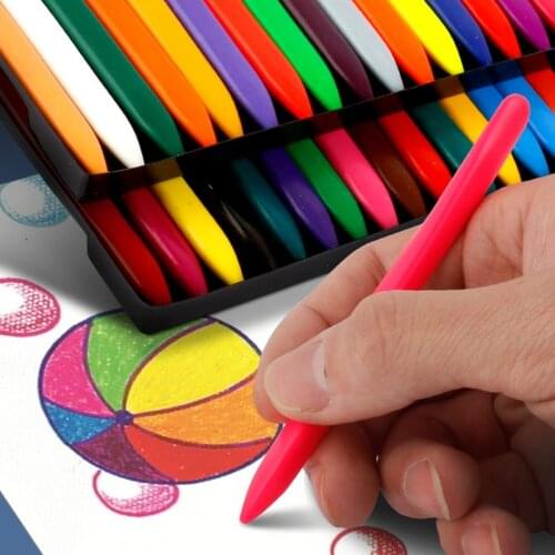 24 Color Triangle Crayons Safe Non-toxic Coloring Pens Edible Students Kids Children Erasable Crayons Toys School Learning Gift