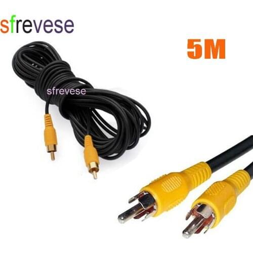 5M 16.4FT AV To AV RCA to RCA AV Reverse Rear View Parking Camera Video Extension Cable For Car Truck Bus 50pcs/lot