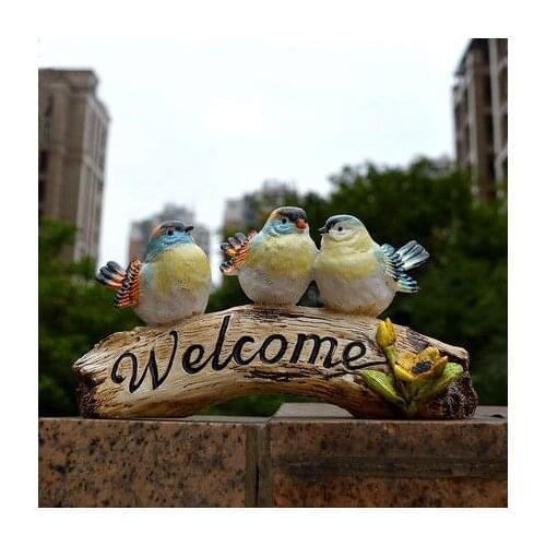 Garden Decoration Outdoor Courtyard Villa Resin Three Birds Welcome Ornaments Garden Statues Landscape Card
