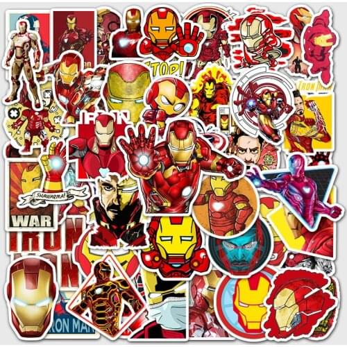52 Sheets Marvel Hero Iron Man Cartoon Anime Stickers Laptop Luggage Scooter Waterproof Decorative Stickers