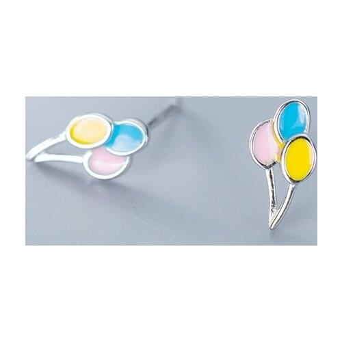 MloveAcc Summer Rainbow Balloon Stud Earrings for Women Colorful Sterling Silver 925 Jewelry Korean Design Bijoux
