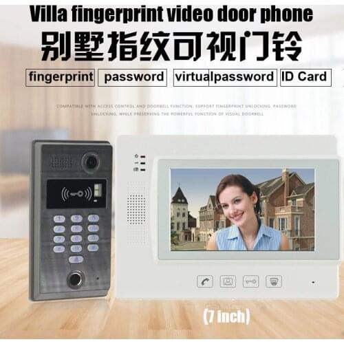 ZHUDELE Home Security Video Intercom System7" Villa Video Door Phone Touch Key Monitor Fingerprint&Password Frid Panel Camera