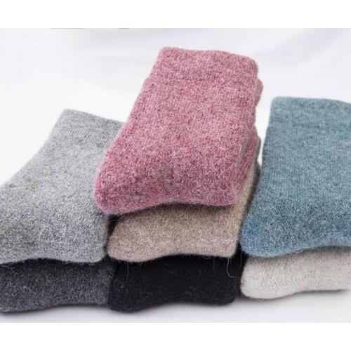 Winter Women Solid Color Thicken Thermal Warm Middle Tube Soft Woolen Socks