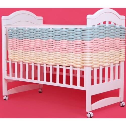 1M Single Strand Baby Bumper Bed Braid Knot Pillow Cushion Bumper Infant Bebe Crib Protector Cot Bumper Room Decor Needlework