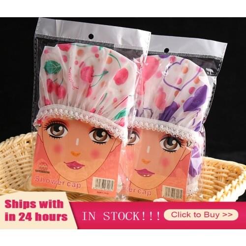 1PC Waterproof Thicken High Quality Wave Point Shower Cap Hair Salon Elastic For Women Bath Hat Hair Cap Bathroom Products