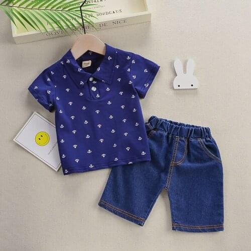 Infant Clothing Newborn Baby Boys T shirt Top + shorts 2pcs suit 2019 new arrived Baby Boys Summer Clothes Set Printed Cotton