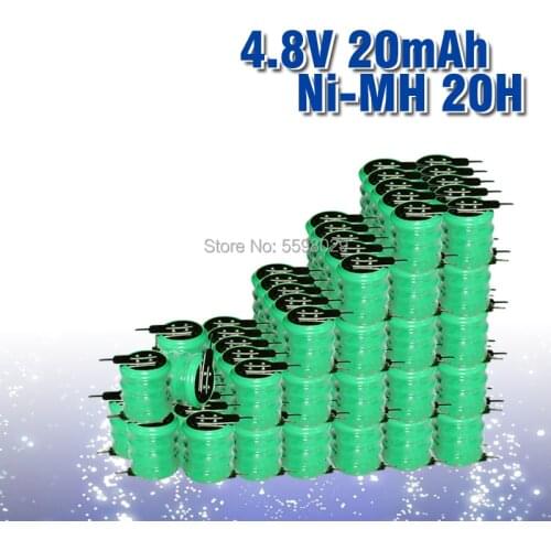 10-100pcs Ni-MH Rechargeable Button Cell Battery 4.8v 20mah With Pins For Car LED Torch Lenser 7575 or PLC Data backup power