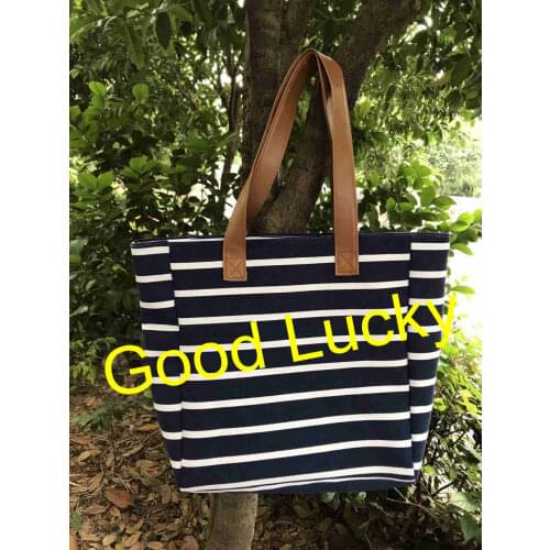 50pcs/lot free shipping high quality china factory supply directly canvas cotton custom beach stripe bag