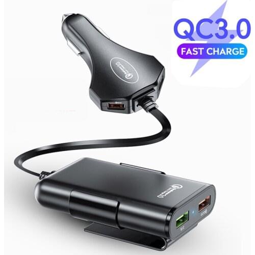 60W QC 3.0 4 USB Car Charger Front Back Seat Adapter Portable quick charge 3.0 Car USB Charger for iPhone Samsung Xiaomi Charger