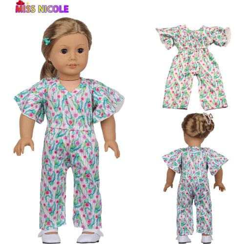 Doll Accessories 18 Inch Doll Clothes Rendering Flowers Jumpsuit For Girls Gift For43 Cm New Baby Born Doll