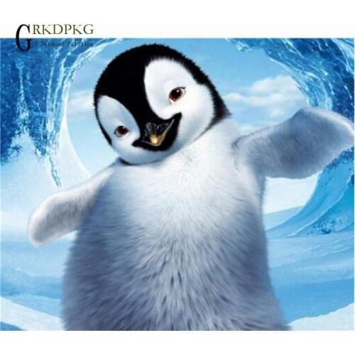 GRKDPKJ 5d diy Full square diamond painting penguin sea scenery Wedding decoration painting accessories pictures of rhinestones