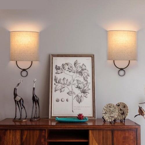 American vintage cloth lampsade Wall lights for Living Room Dining Room Hallway Staircase Lamp Wall Lamp Bedside led Lamp Sconce