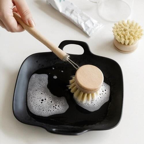 Bamboo Dish Brush With Wooden Handle Long Handle Dish Scrubber For Dishes Pot Pans Dropshipping #kitchen Tool
