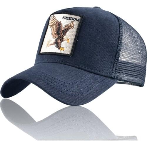 Animal Embroidery Snapback Caps Mens Baseball Cap Mesh Sun Hat For Women Summer Casual Solid Color Stitching