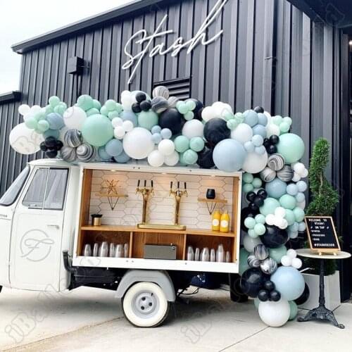 Wedding Birthday Party Decor Black white agate Latex Balloon Garland Maca Green Balloon Arch Kit Baby Shower Event Decoration