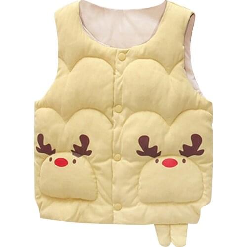 2020 Childrens Elk Printing Down Cotton Vest Autumn Winter Baby Boys Girls Warm Outerwear Waistcoat Toddler Kids Жилетка