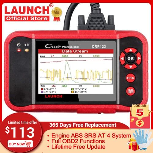 LAUNCH X431 CRP123 OBD2 EOBD automotive scanner ABS Airbag SRS Transmission Engine Car Diagnostic Tools Multilingual free update