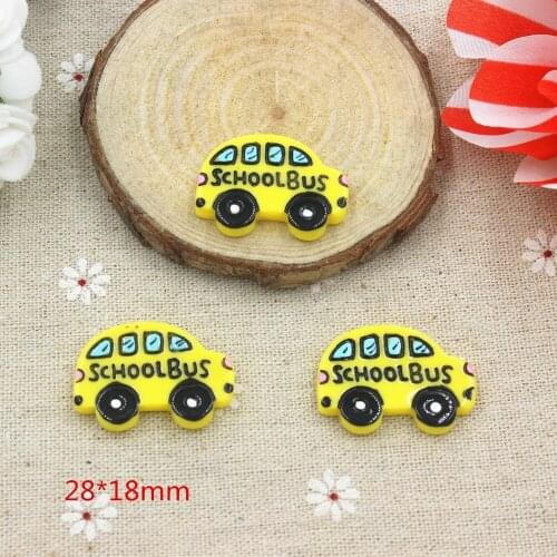 15pcs/lot resin cabochons accessories new arrival resin school bus kids jewelry decoration