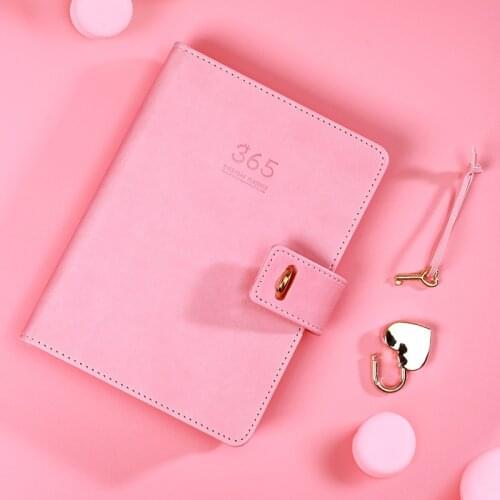 Kawaii 365 Daily Planner Lock Notebook A5 Agenda Colorful Inner Page Illustration Monthly Journal Record Life Office Stationery