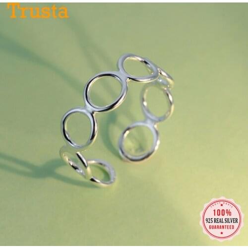 TrustDavis Real 925 Sterling Silver Fashion Sweet Round Opening Finger Ring For Women Wedding Party Fine S925 Jewelry DA1945