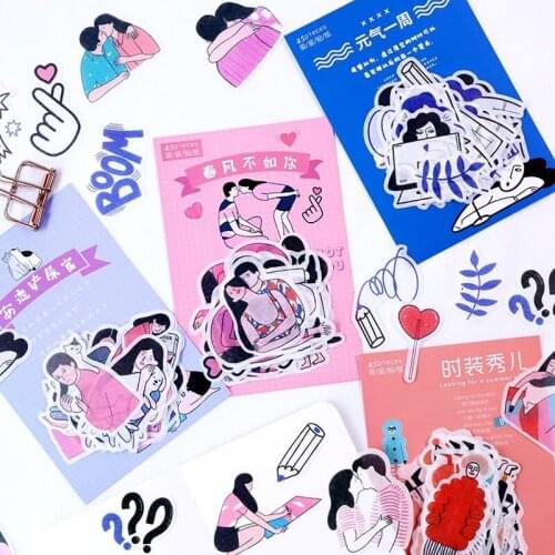 45 pcs/lot Cute Stationery Sticker DIY Kawaii Scraobooking Stickers For Decoration Diary Photo Album School Supplies 014