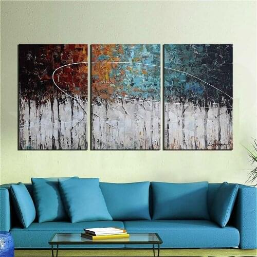 Wall Art Canvas Handpainted or Canvas Art Print Color Forest Landscape 3 Pieces Abstract Oil Canvas Painting Poster Wall Decor