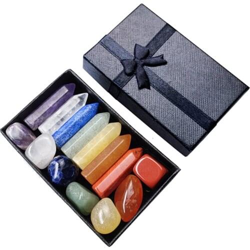 Natural Crystal Power Seven Chakra Stone Yoga Meditation Seven Chakra Energy Stone Gift Chakra Stones Amulet Pendant Decor
